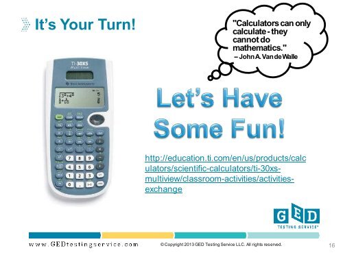 Focus on 2014 Content: Math Mastery - GED Testing Service