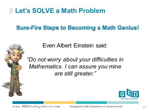 Focus on 2014 Content: Math Mastery - GED Testing Service