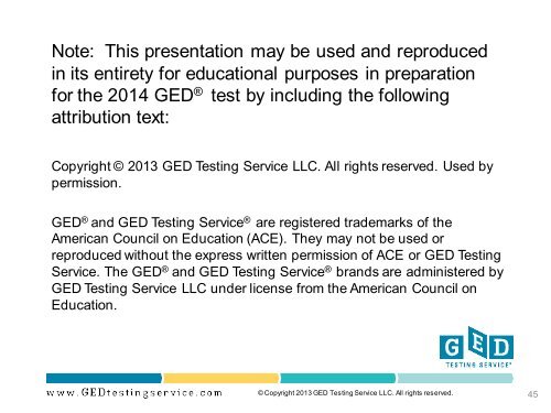 Focus on 2014 Content: Math Mastery - GED Testing Service