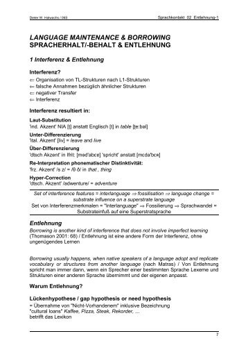 language maintenance & borrowing spracherhalt/-behalt ... - Emile