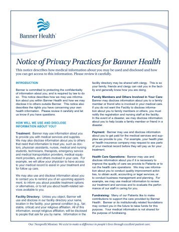 Notice of Privacy Practices Fact Sheet - Banner Health