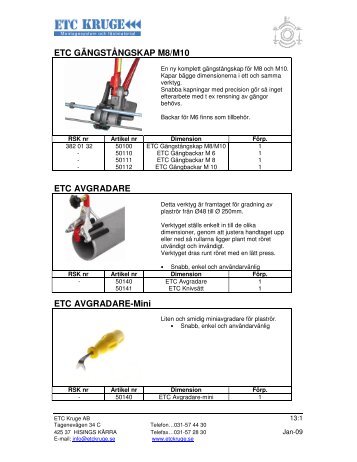ETC GÃNGSTÃNGSKAP M8/M10 ETC ... - Kruge Sverige AB