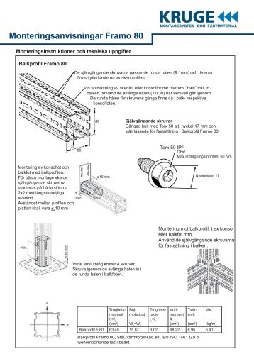 Monteringsanvisningar Framo 80 - Kruge Sverige AB