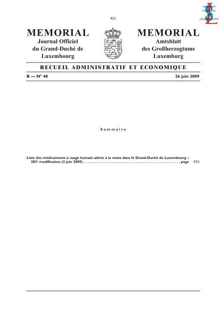 MEMORIAL Journal Officiel du Grand-Duché de Luxembourg ...