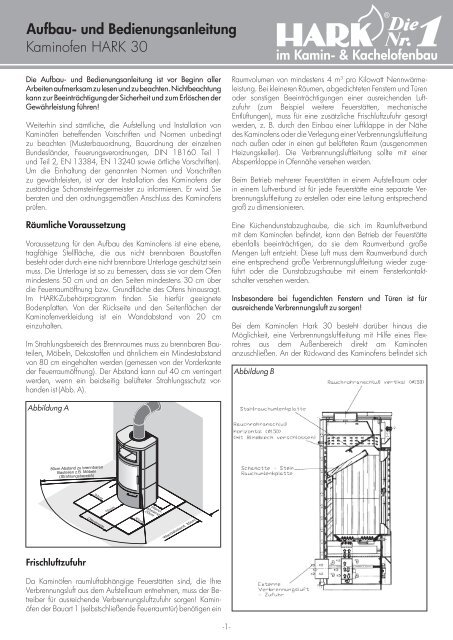 Kaminofen HARK 30 Aufbau- und Bedienungsanleitung - Shop