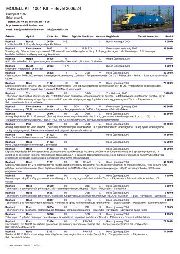 MODELL KIT 1001 Kft Hírlevél 2006/24