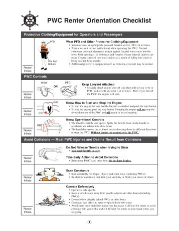 PWC Renter Orientation Checklist