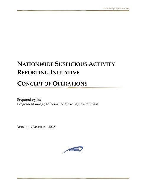 NSI Concept of Operations Version 1, December 2008