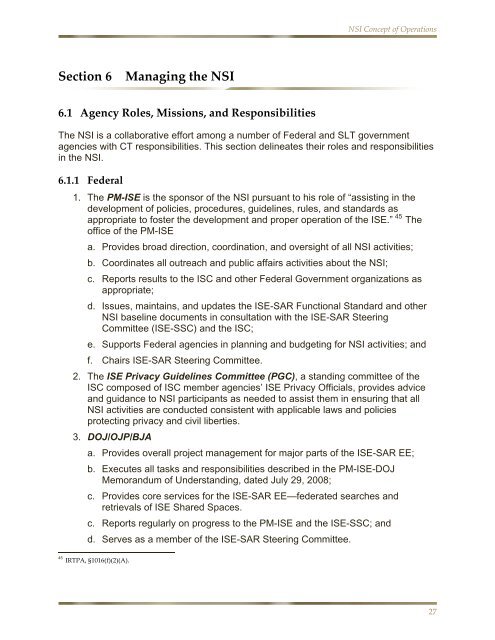 NSI Concept of Operations Version 1, December 2008