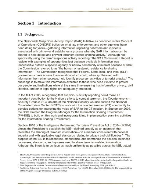 NSI Concept of Operations Version 1, December 2008