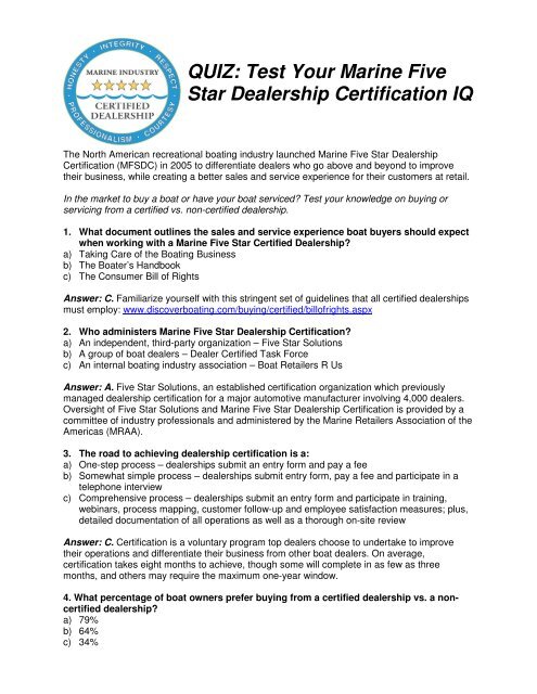 QUIZ: Test Your Marine Five Star Dealership Certification IQ - Nmma