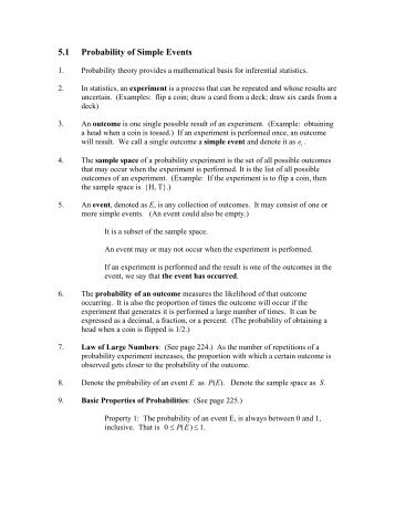 5.1 Probability of Simple Events