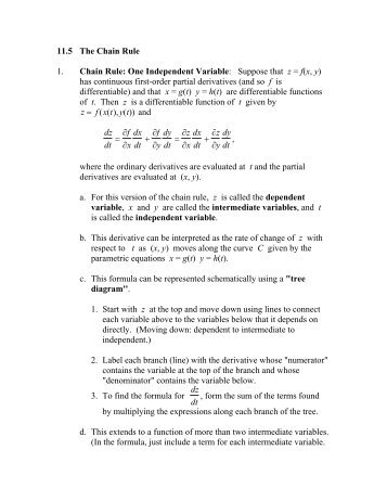 z = f(x(t),y(t)) and , where the ordinary derivatives are evaluated at t ...