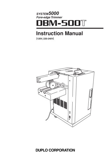 Instruction Manual - Godar Machinery