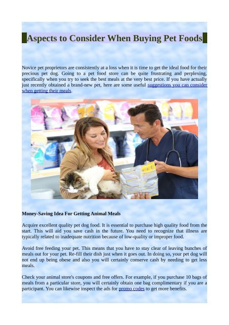 Aspects to Consider When Buying Pet Foods