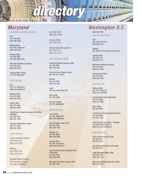 Washington D.C. Maryland - PCS-TDY Guides for