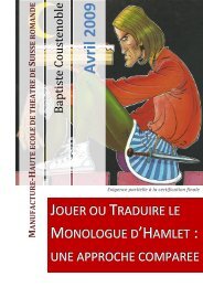 Jouer ou traduire le monologue d'Hamlet - HETSR