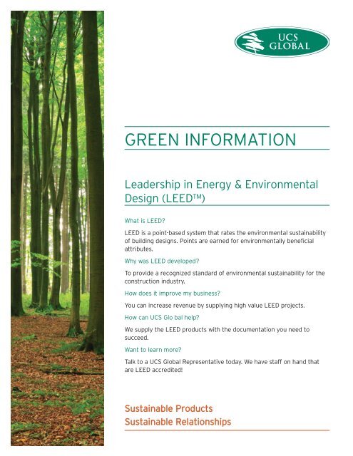 LEED / FSC / CARB Information - Upper Canada Forest Products