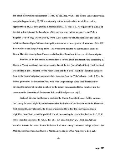 Hoopa appendix supporting summary judgment - Schlosser Law Files
