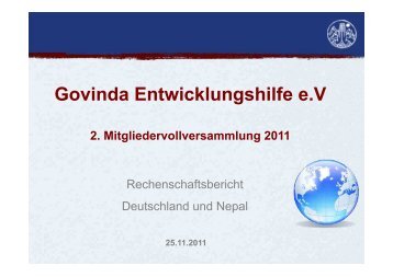 Rechenschaftsbericht Nepal - Govinda Entwicklungshilfe e.V.