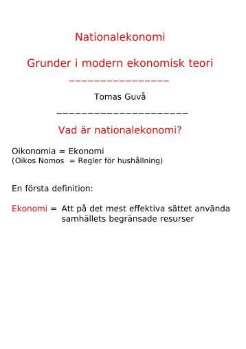 Nationalekonomi Grunder i modern ekonomisk teori