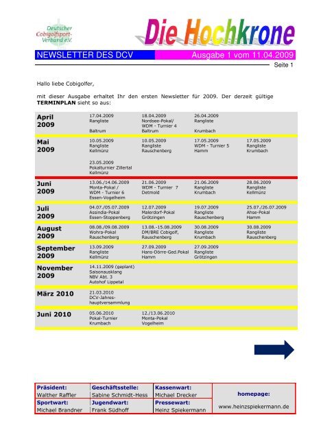 Die Hochkrone - Ausgabe 01/2009 - DCV - Cobigolf