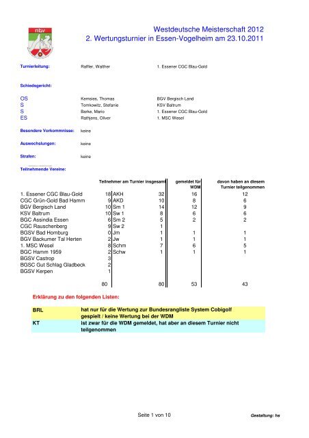 Westdeutsche Meisterschaft 2012 2. Wertungsturnier in Essen ...