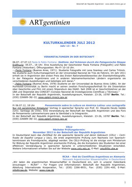 Kulturkalender Juli 2012