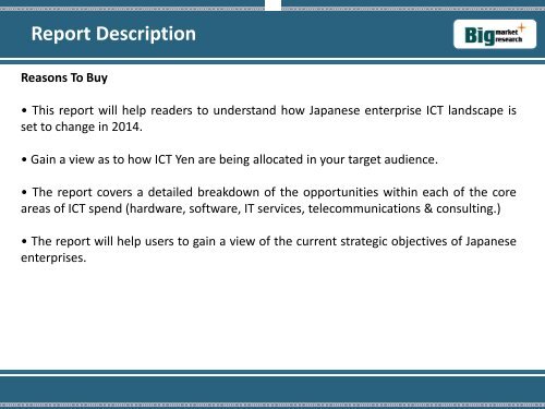 BMR : ICT investment trends in Japan - Enterprise ICT spending patterns through to the end of 2015