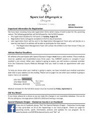 fall athlete registration & newsletter - Special Olympics Oregon