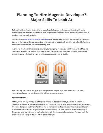 Planning To Hire Magento Developer? Major Skills To Look At