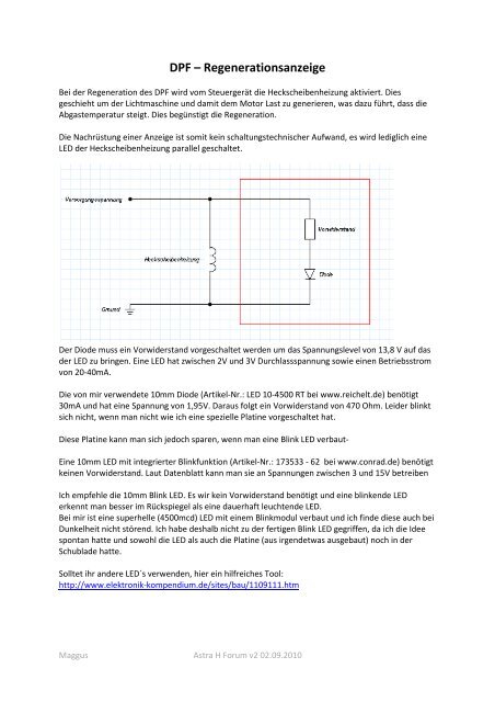 DPF Regenerationsanzeige - Astra H Forum