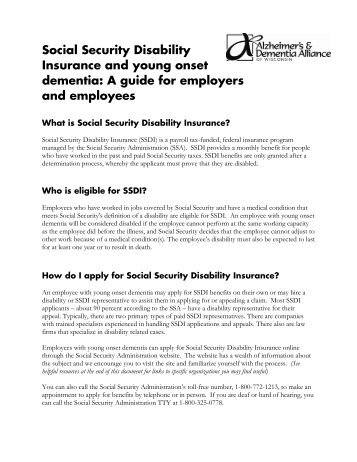 Social Security Disability Insurance and young onset dementia: A ...