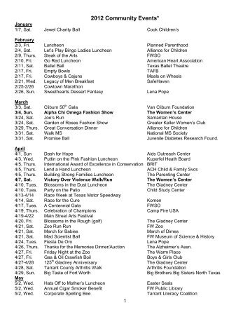 2012 Community Events* - The Women's Center of Tarrant County