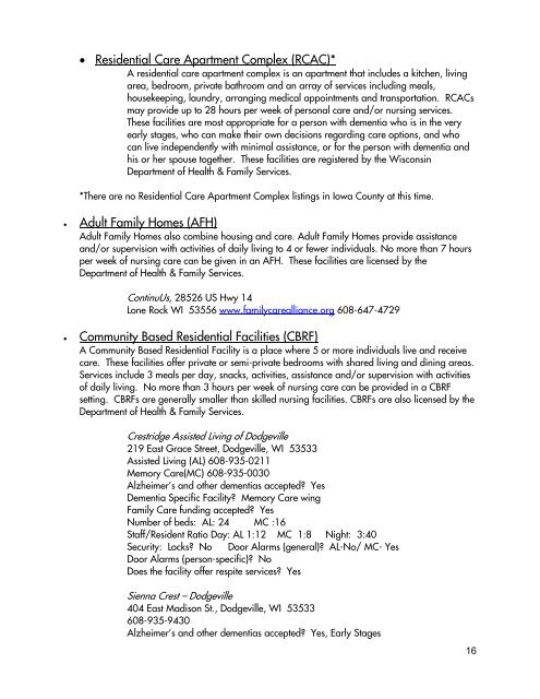 Iowa County Community Resource Guide - Alzheimer's & Dementia ...