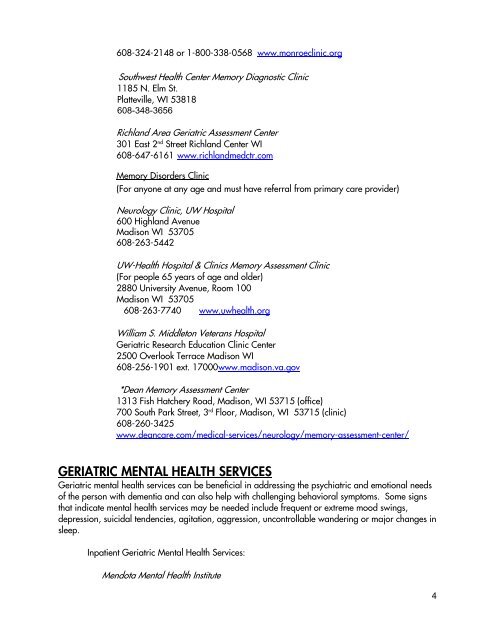 Iowa County Community Resource Guide - Alzheimer's & Dementia ...