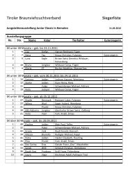 Ergebnisliste Junior Classic 2012 - Braunvieh Tirol