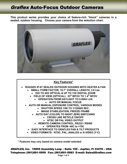 Graflex Auto-Focus Outdoor Cameras - Graflex Inc.
