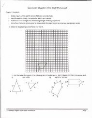 Chapter 3 Pre -Test Worksheet