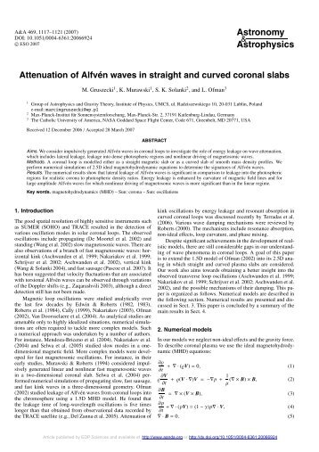 Attenuation of Alfven waves in straight and curved coronal ... - Lublin
