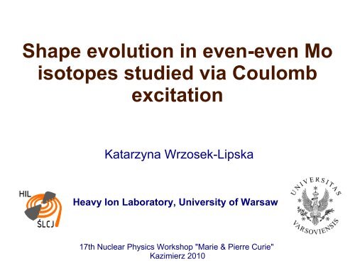 Shape evolution in even-even Mo isotopes studied via ... - Lublin