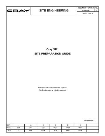 Cray XD1 Site Preparation Guide