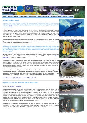Aquaculture and Aquarium LSS - Dryden Aqua Ltd