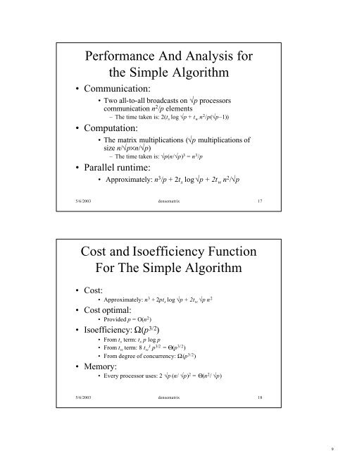 Dense Matrix Algorithms -- Chapter 8 Introduction