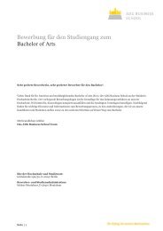 Bewerbung fÃ¼r den Studiengang zum Bachelor of Arts