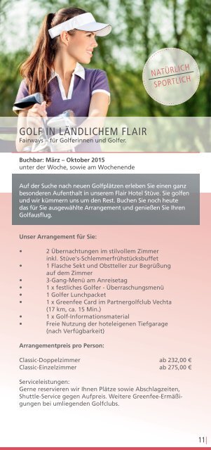 ARRANGEMENTS 2015/2016 Flair Hotel Stüve