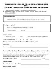 UNIVERSITY SCHOOL PROM AND AFTER PROM 2011 Sign-Up ...