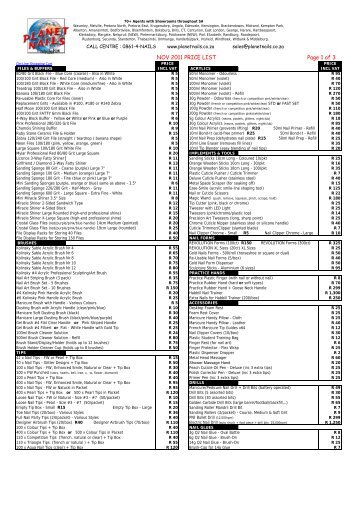 NOV 2011 PRICE LIST Page 1 of 3 - Planet Nails