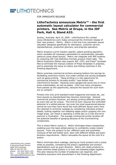 a PDF Version - Metrix Software