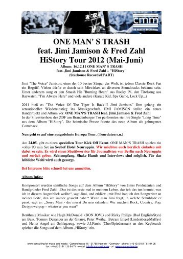 ONE MAN' S TRASH feat. Jimi Jamison & Fred Zahl ... - Sub SoundS